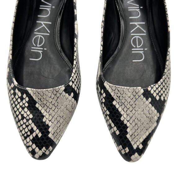 Calvin Klein Emerin Womens 6 Pointed Toe Vegan Snakeskin Slip Ons Comfort Shoes - Picture 7 of 15